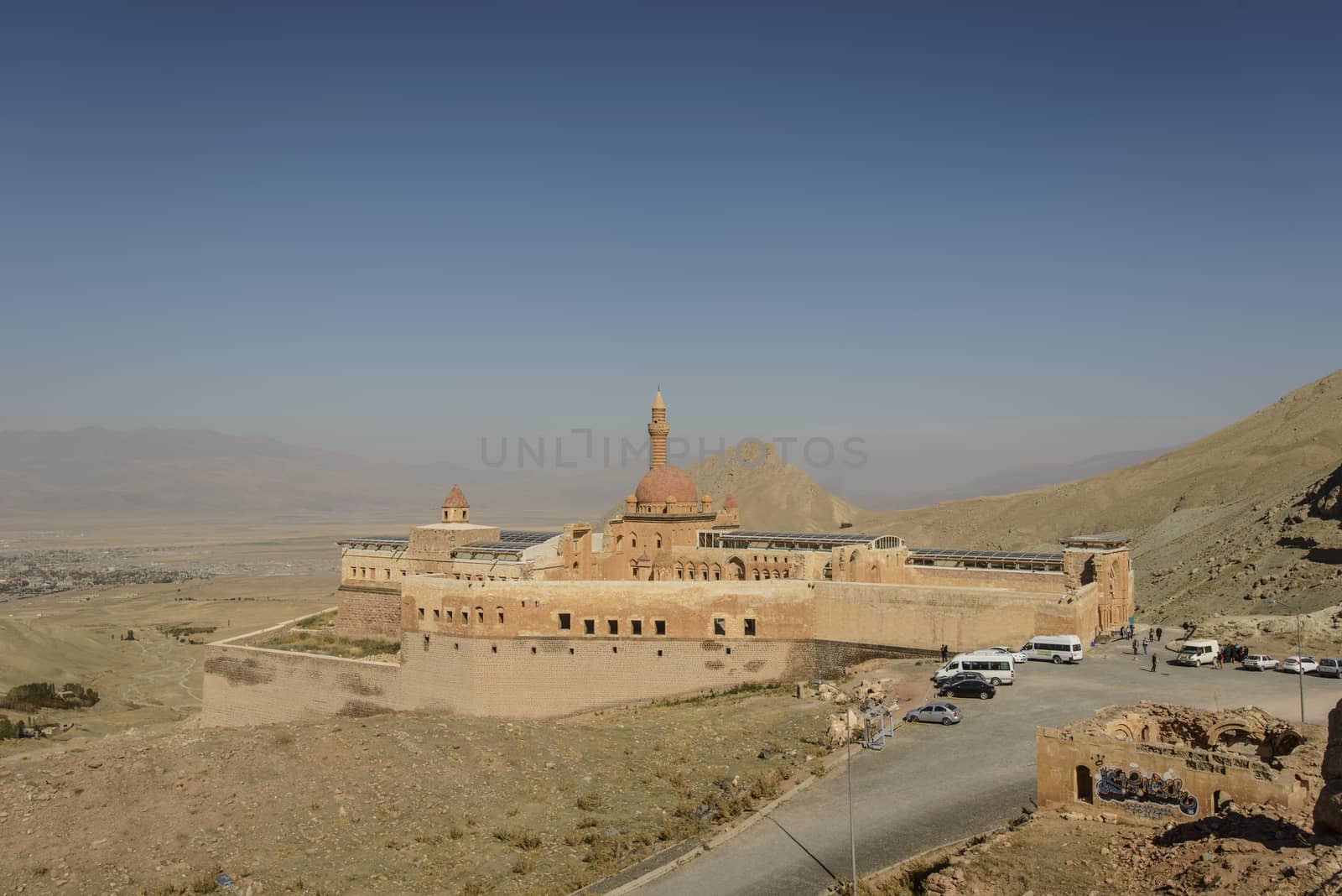 Ishak Pasha Palace (Constructed in 1685) is a semi-ruined palace located in the Dogubeyazit district of Agri province of Turkey.