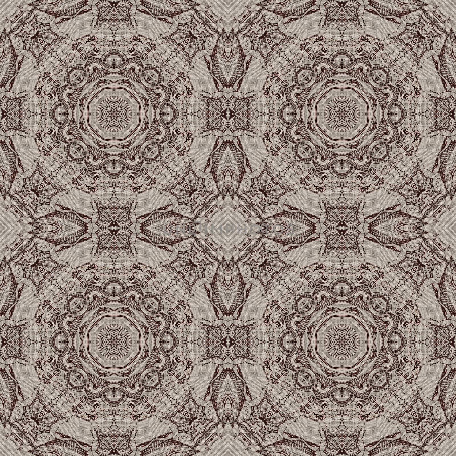 Seamless artistic background, abstract graphic pattern on vintage linen canvas