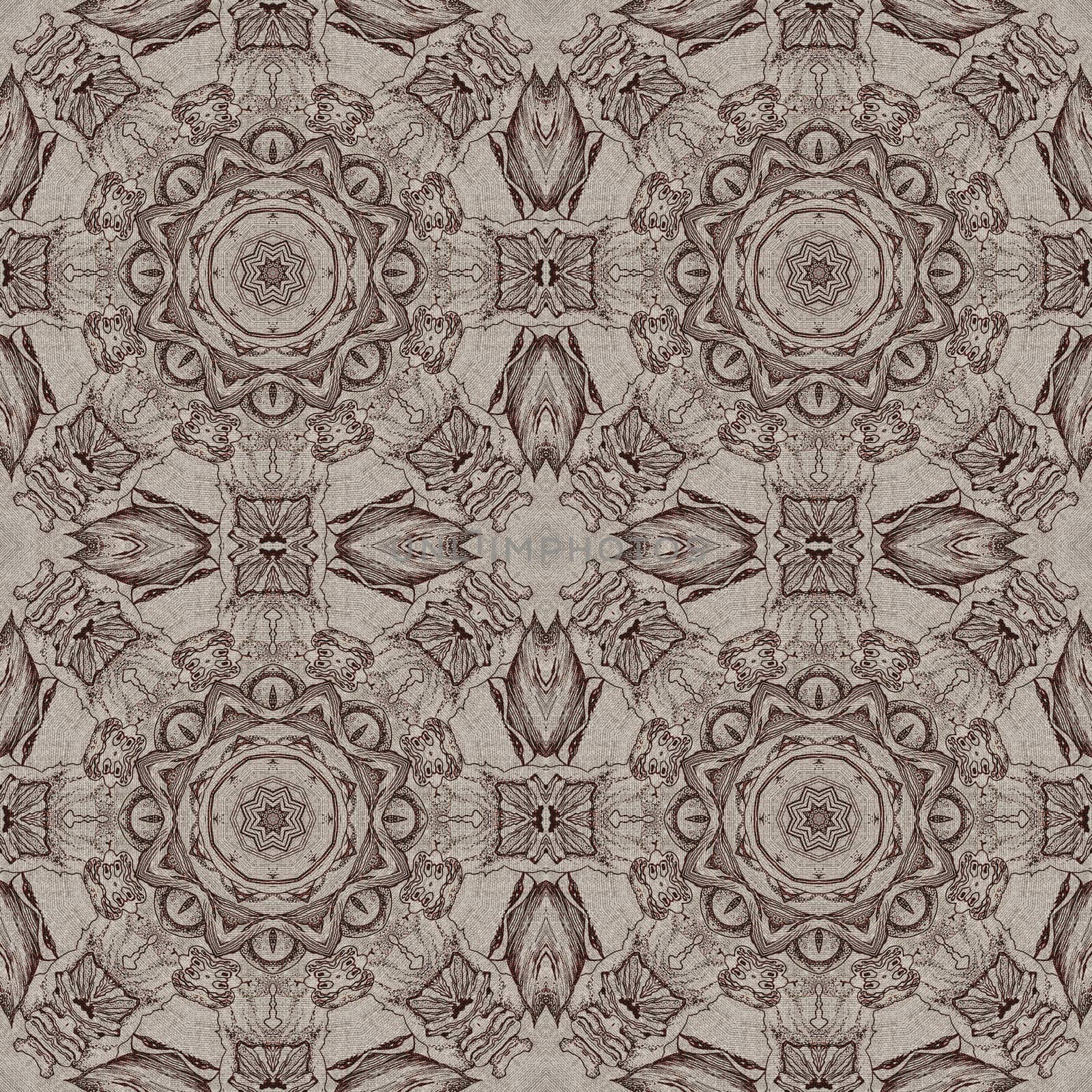 Seamless artistic background, abstract graphic pattern on vintage linen canvas