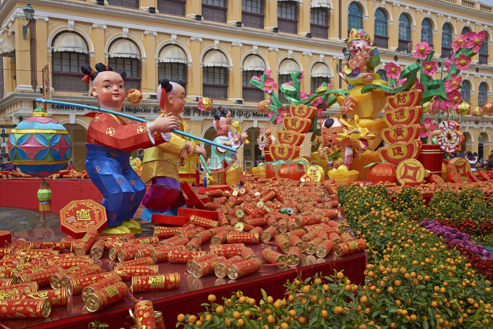 Sendo Square in Macau decorated for the Chinese New Year of the Dragon. Macau, China