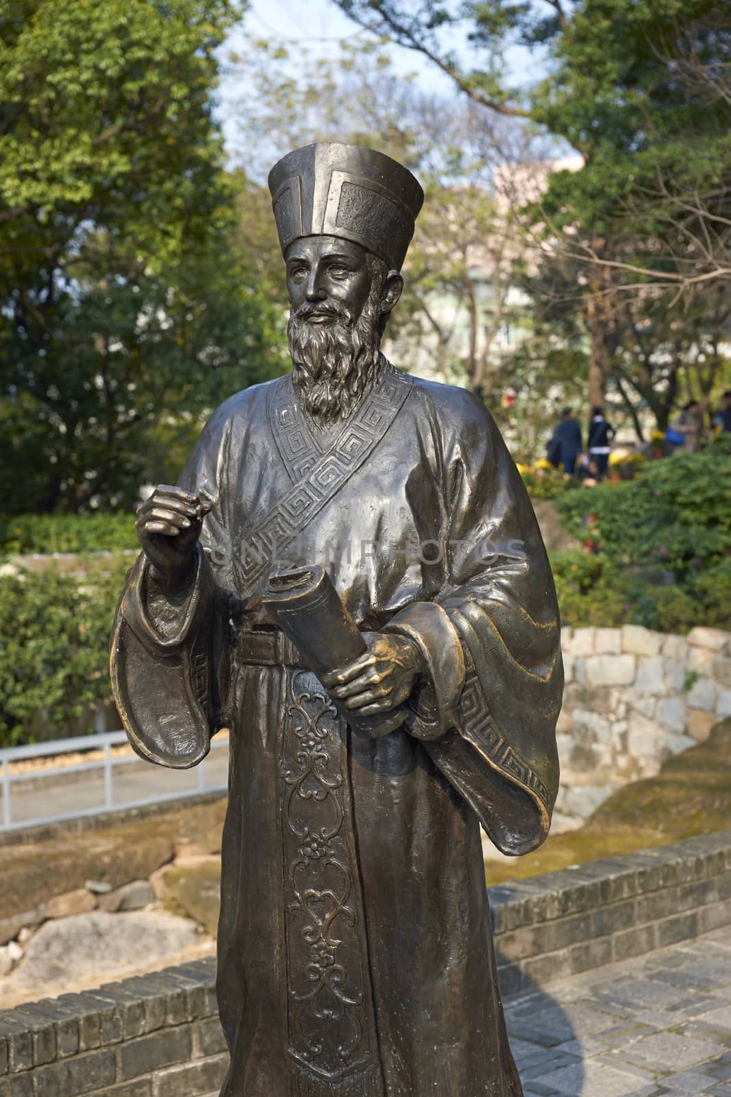 Statue of the Jesuit Matteo Ricci in the historic heart of Macau in China.