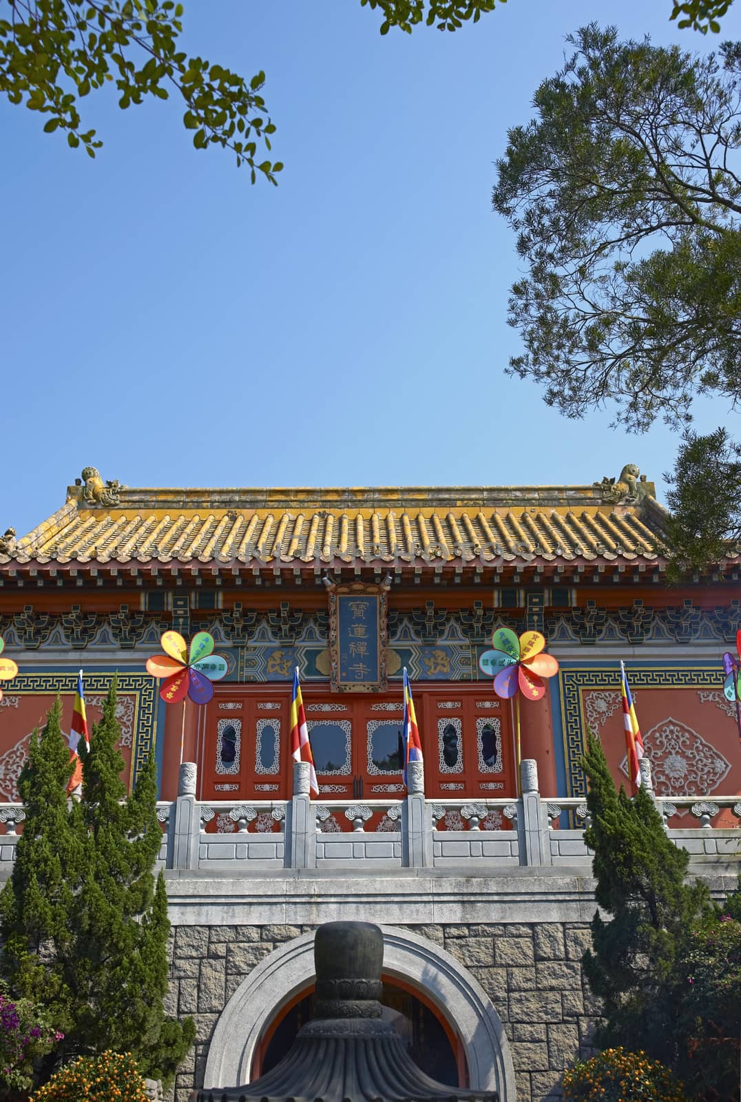 Po Lin Buddhist Monastery located on Ngong Ping Plateau on Lantau Island, Hong Kong, China