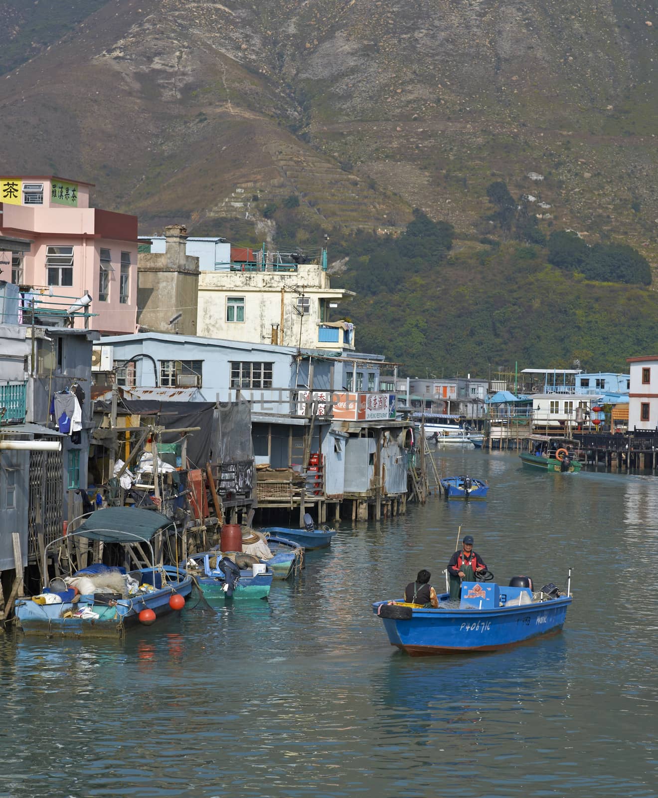 Fishing village of Tai O where the houses are built on stilts in Hong Kong, China.