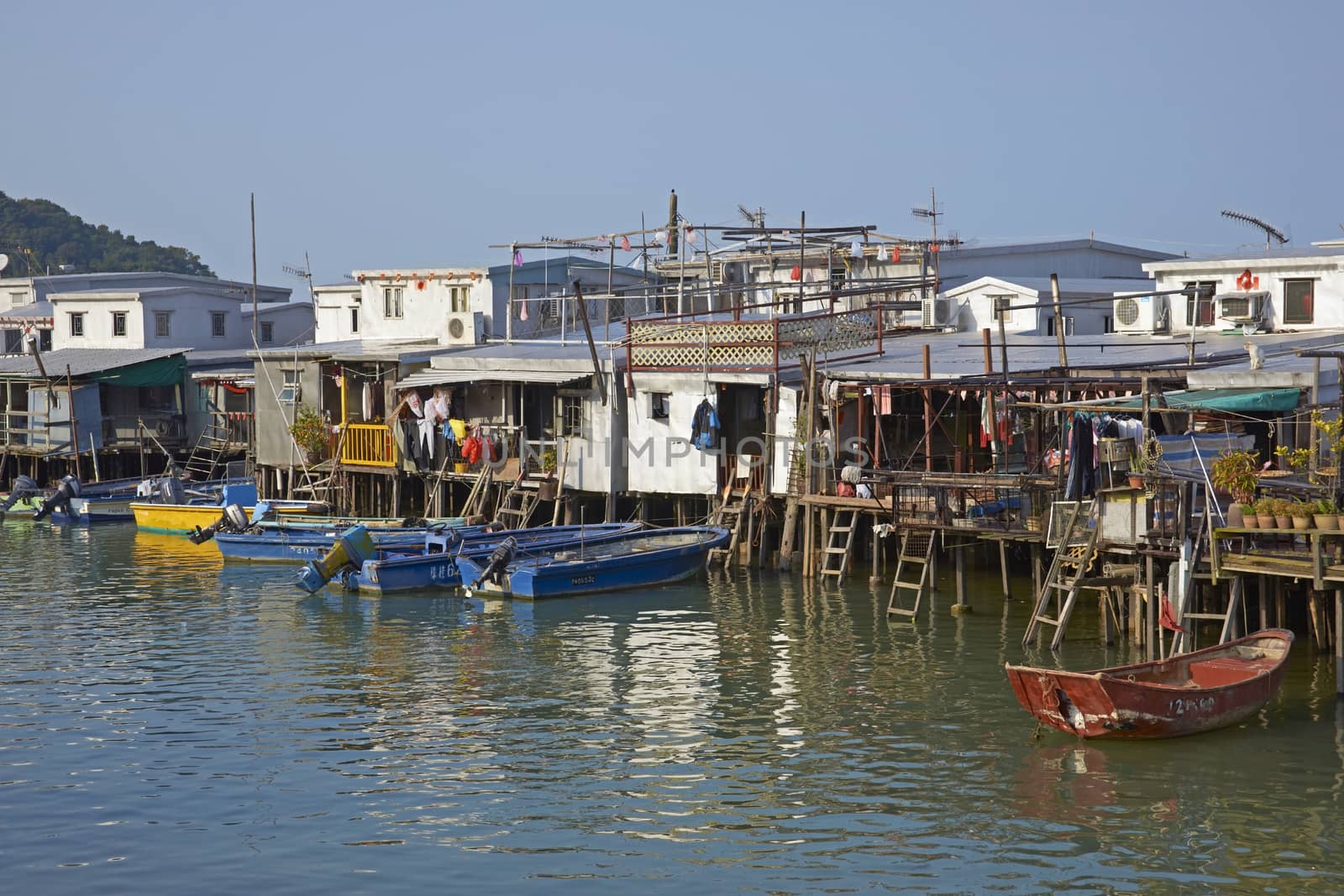 Fishing village of Tai O where the houses are built on stilts in Hong Kong, China.