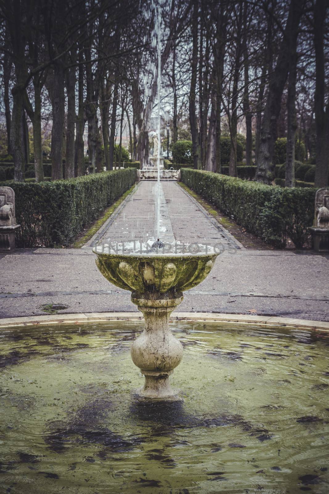 Ornamental fountains of the Palace of Aranjuez, Madrid, Spain