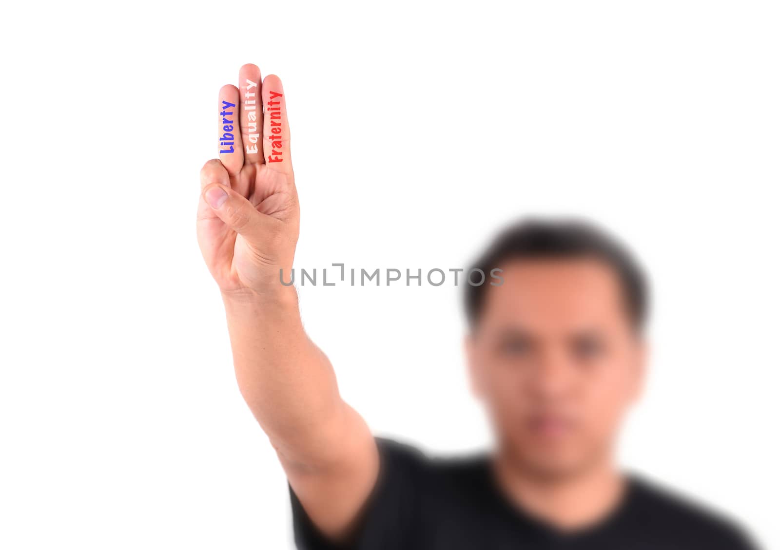 man show 3 finger for anti dictator in thailand 