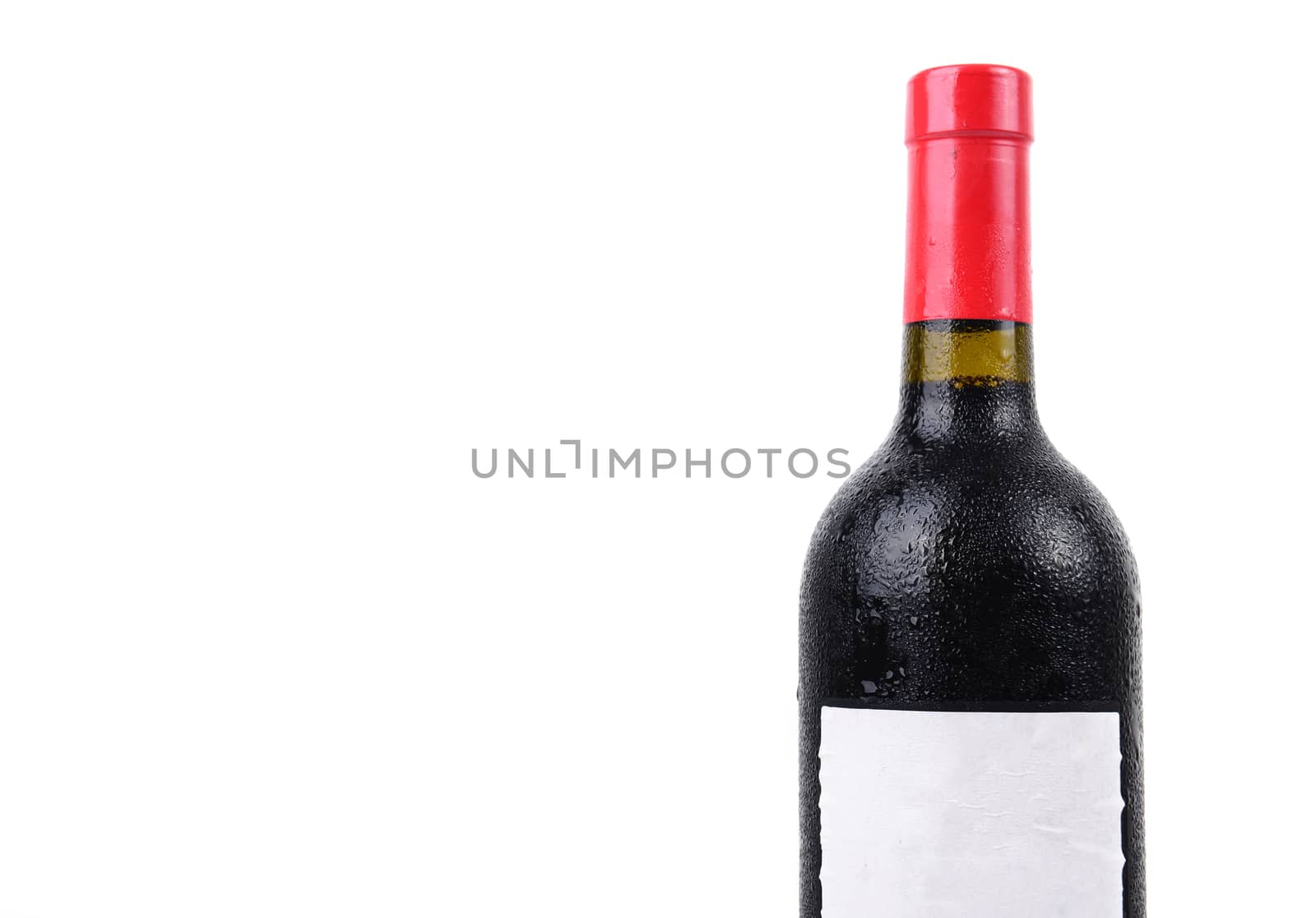 wine bottle with dewdrop isolated on white background