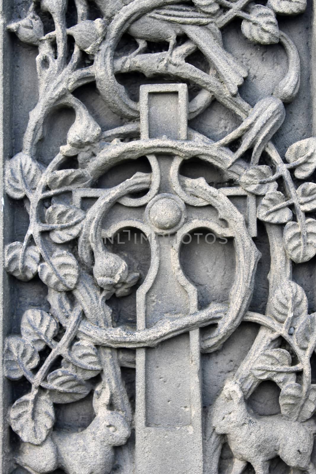 Historical religious engravings dating from the Medieval ages on a memorial.