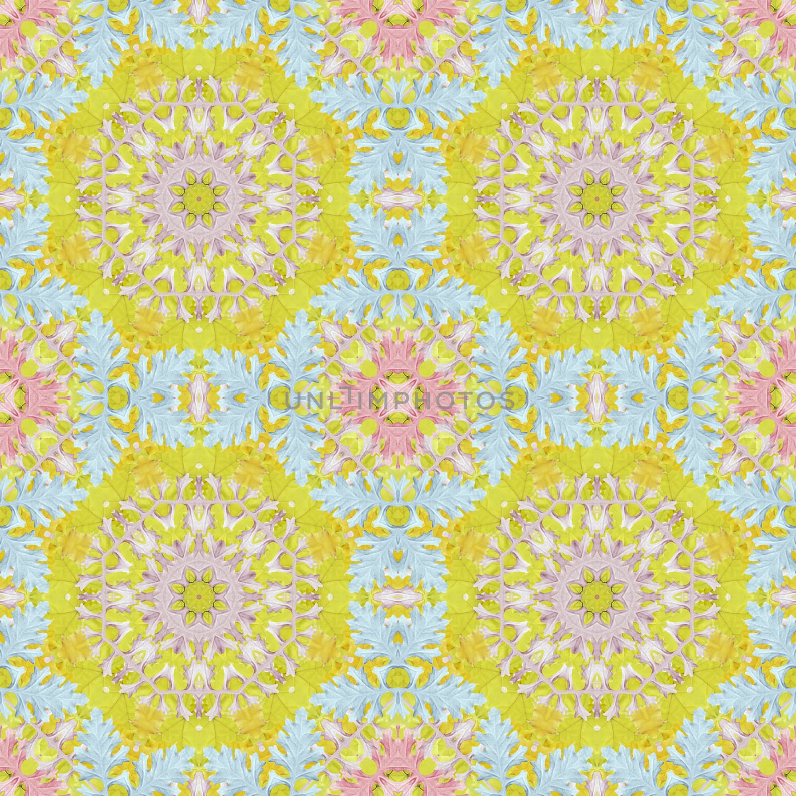 Artistic background, abstract seamless floral pattern with colorful leaves of plants