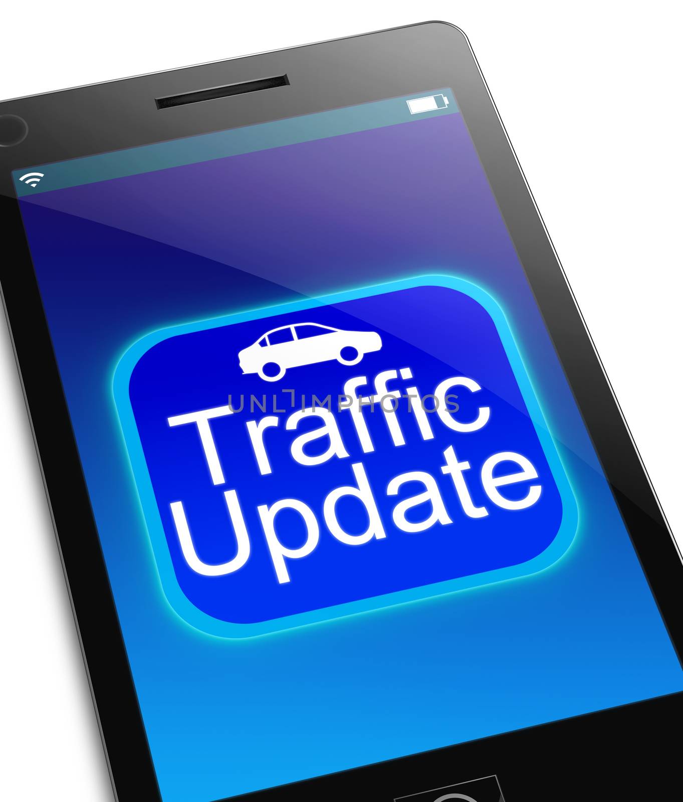 Illustration depicting a phone with a traffic update concept.