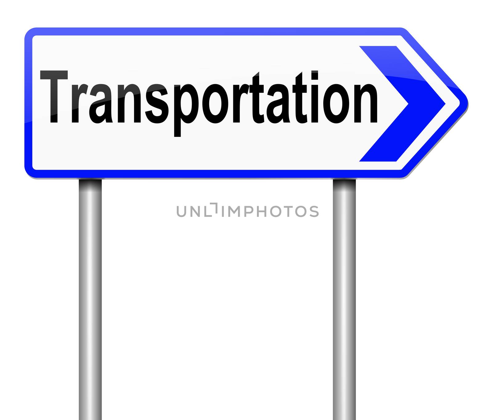 Illustration depicting a sign with a transportation concept.