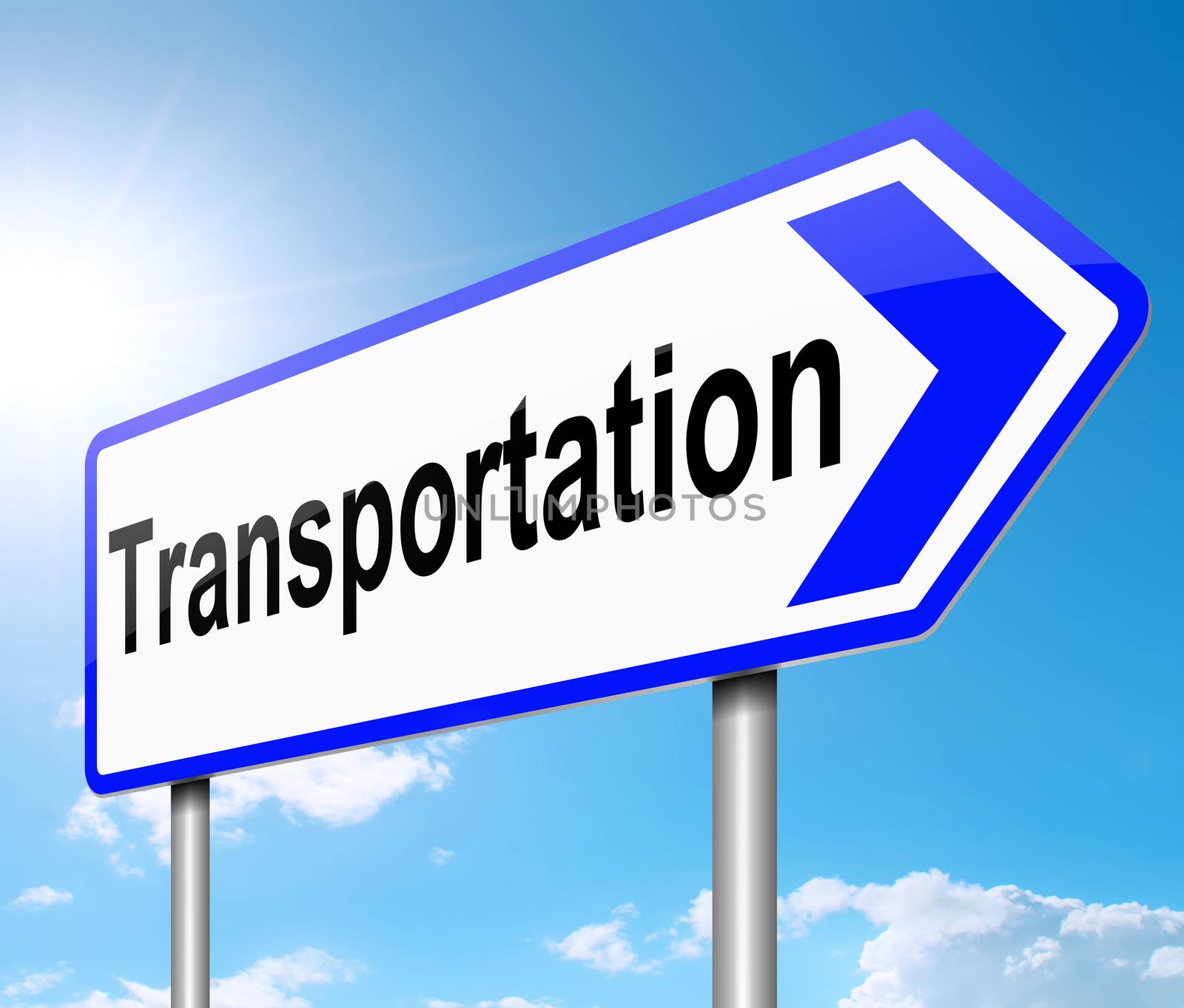 Illustration depicting a sign with a transportation concept.