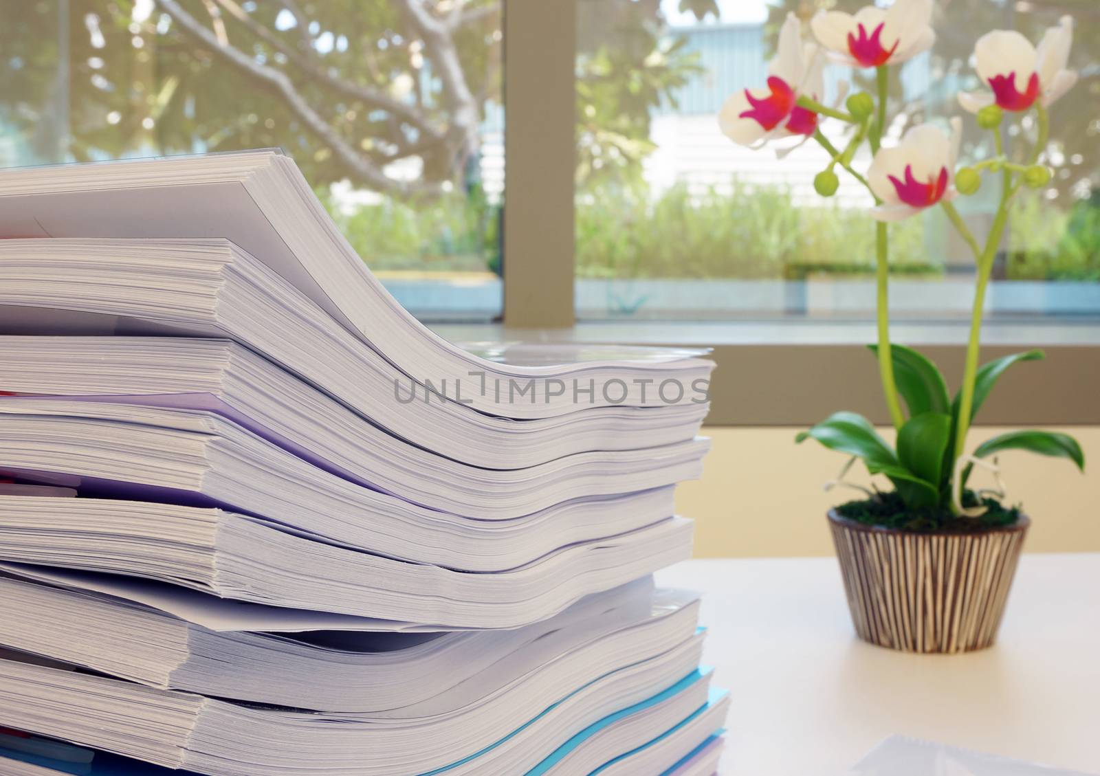 Accounting reports, made for presentations to executives, arranged for inspection.                               
