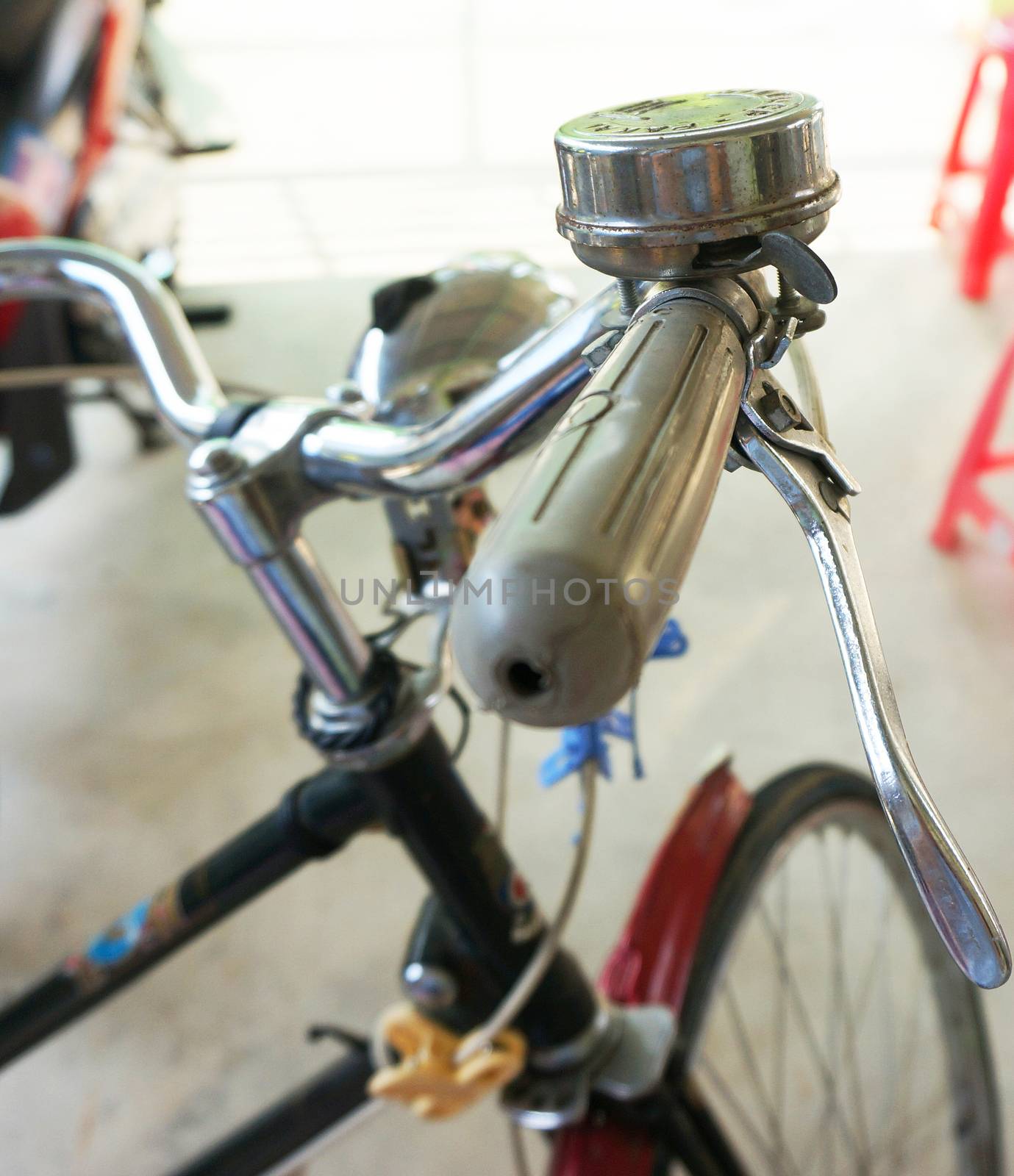 The older bikes, has a loud bell to prevent accidents.                               