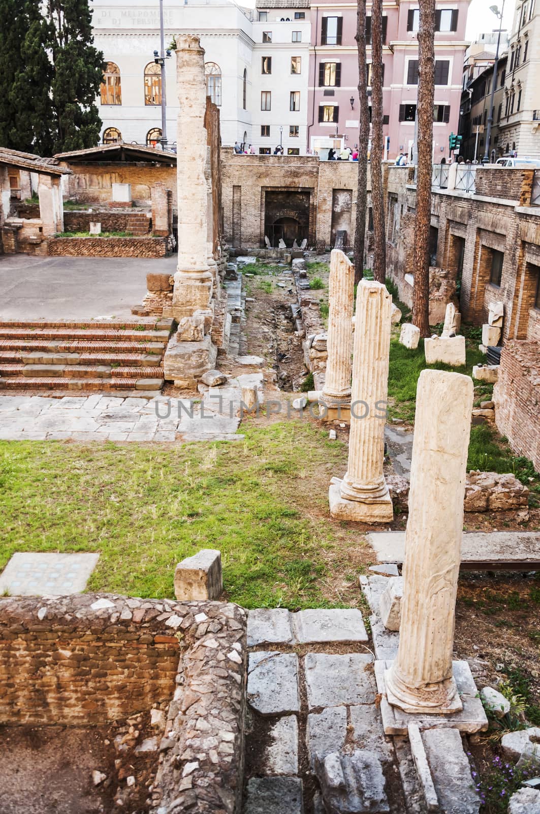 ROME - JUNE 01: roman temple ruins in the so-called Area Sacra on June 01, 2014 in Rome. Italy