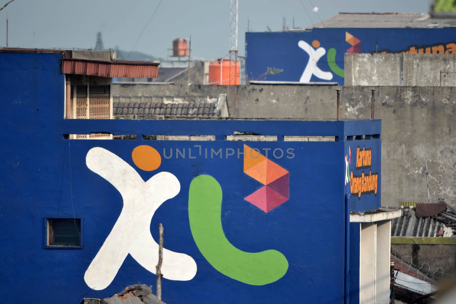 bandung, indonesia-june 13, 2014-XL wall graffiti. XL is one of major telecommunication provider in indonesia