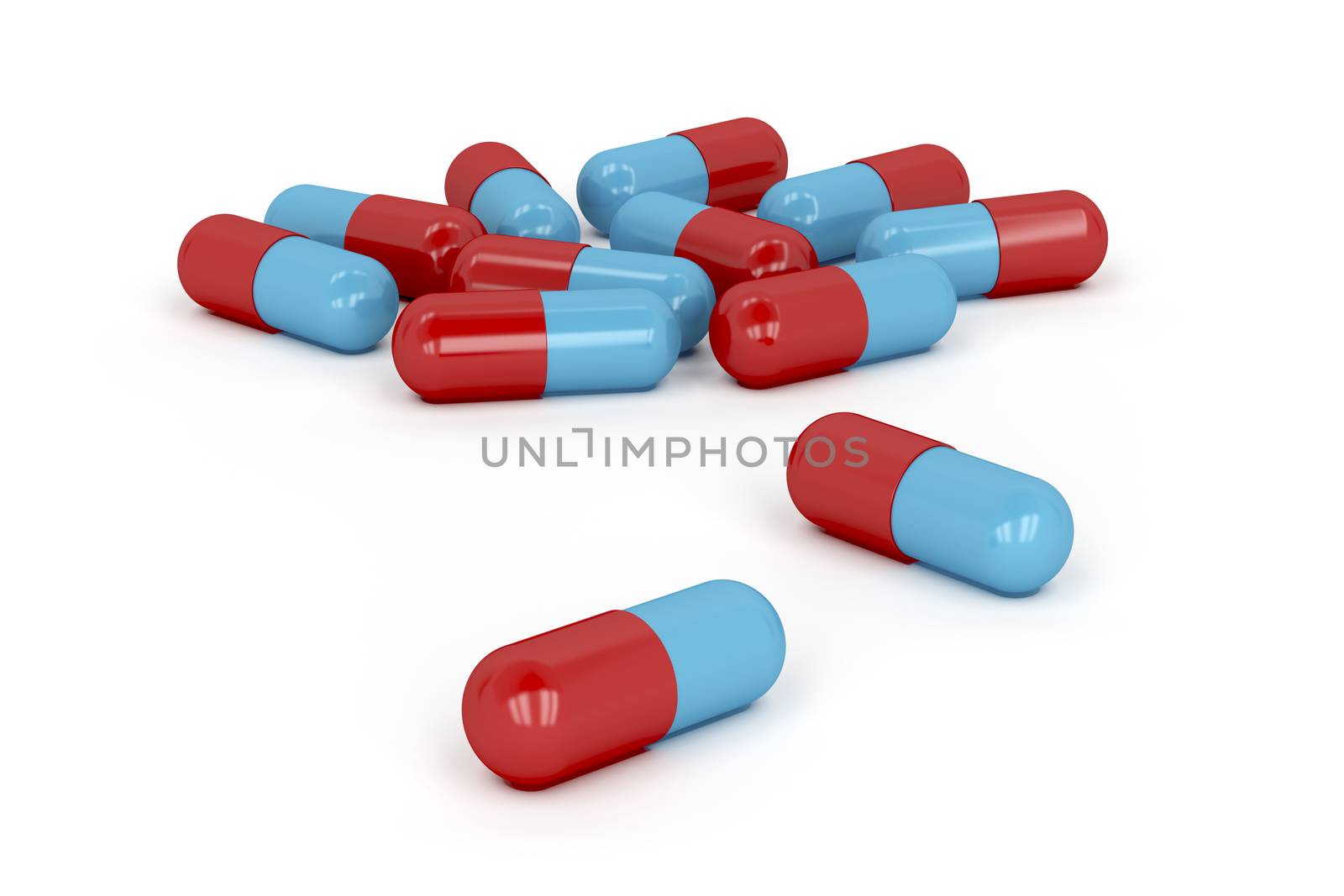 Capsules on white background, 3d rendered image