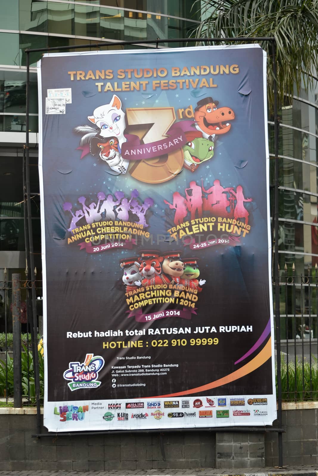 bandung, indonesia-june 13, 2014-Trans Studio banner. Trans studio is one of famous recreational and tourism destination in bandung, west java-indonesia