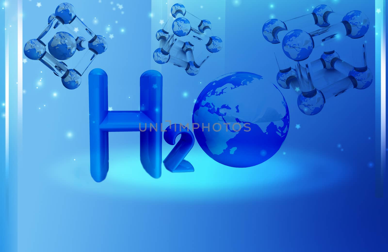 Global water background with molecule