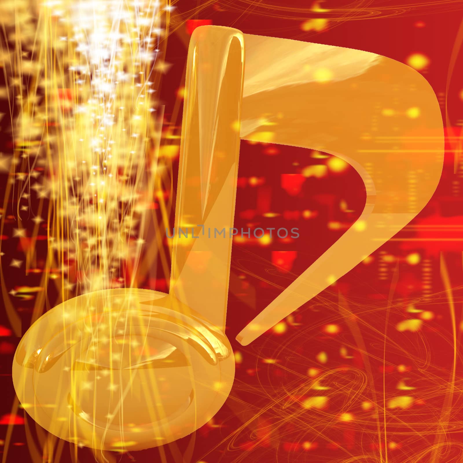 Music note on red fantasy background by Guru3D