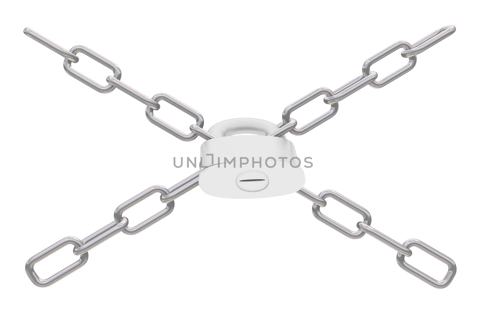 chains and padlock on white background - 3d illustration on a white background