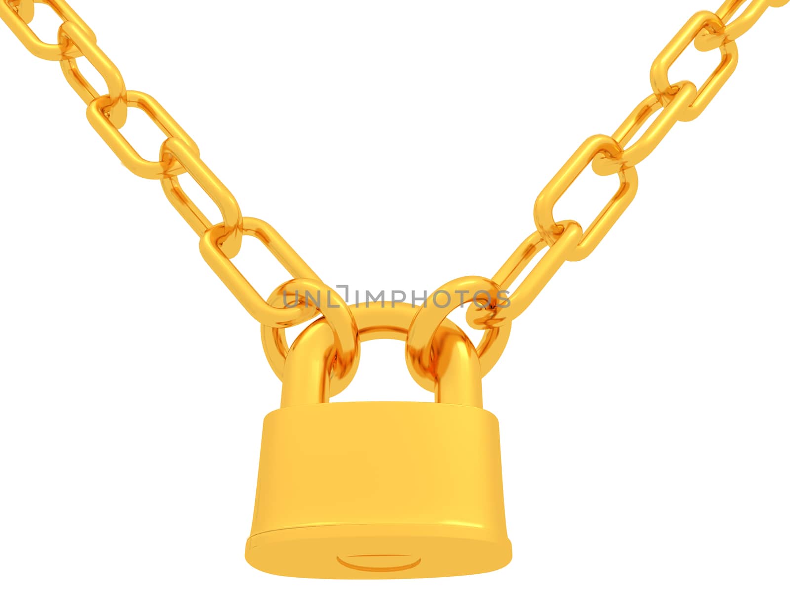 gold chains and padlock isolation on white background by Guru3D