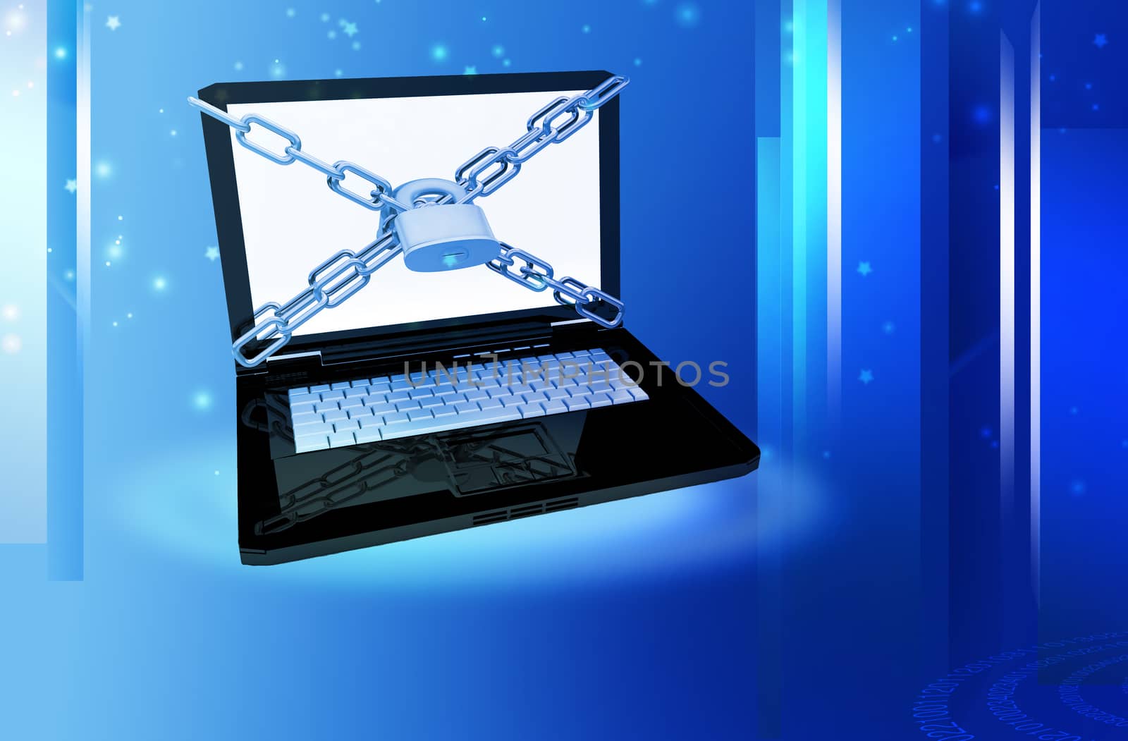 Laptop on a blue background
