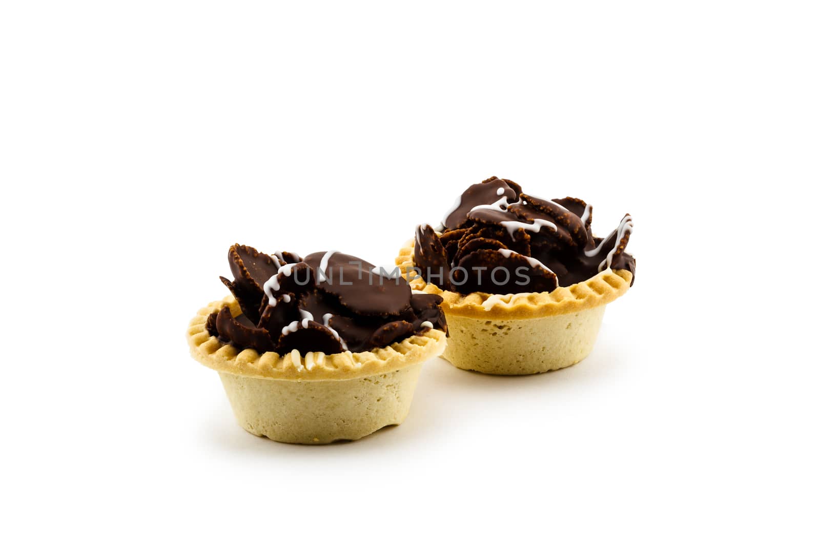 Chocolate tart isolated on white background