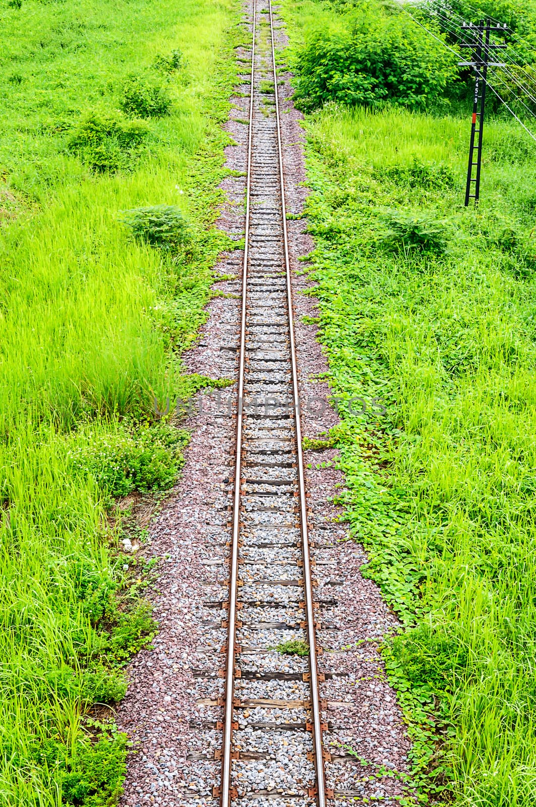Railway tracks with wooden sleepers
