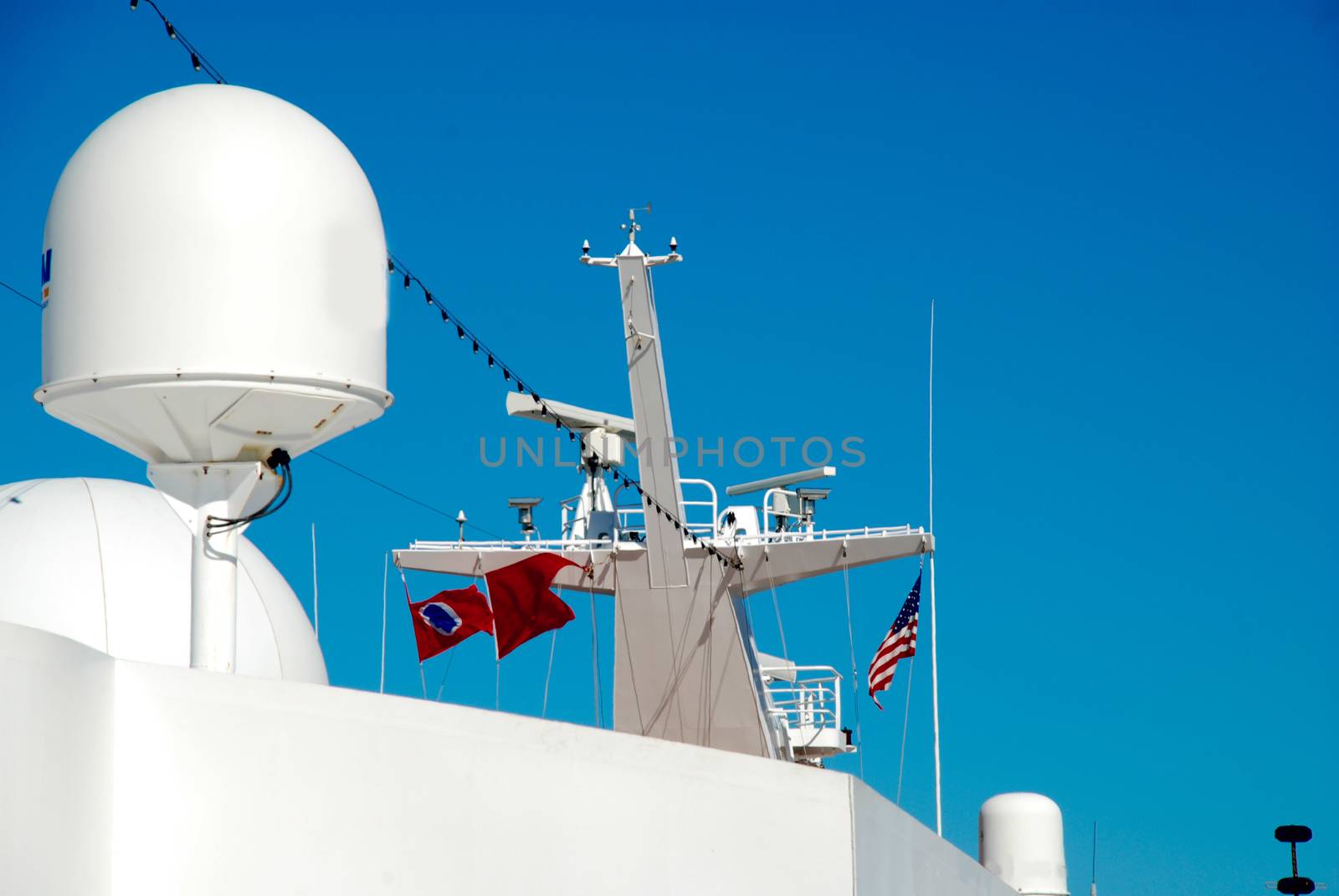 stock pictures of antennas used for telecommunications on a cruise ship
