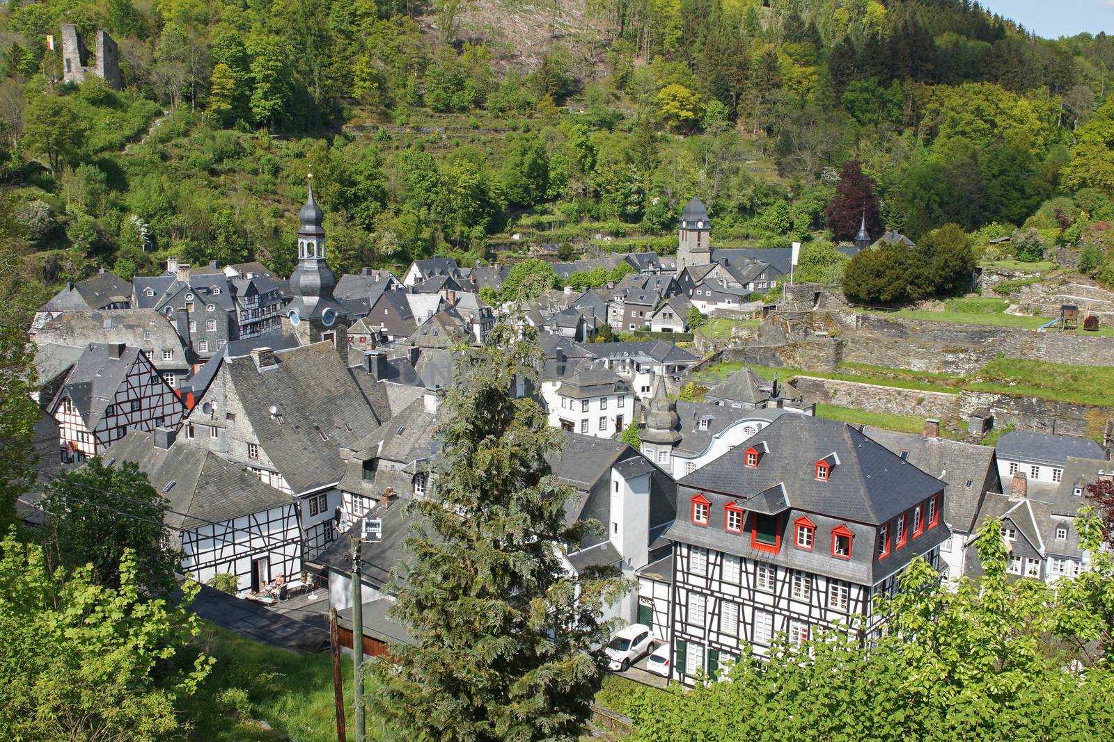 MONSCHAU, GERMANY - MAY 18, 2014: Typical village of the Eifel region on May 18, 2014 in Germany, Europe