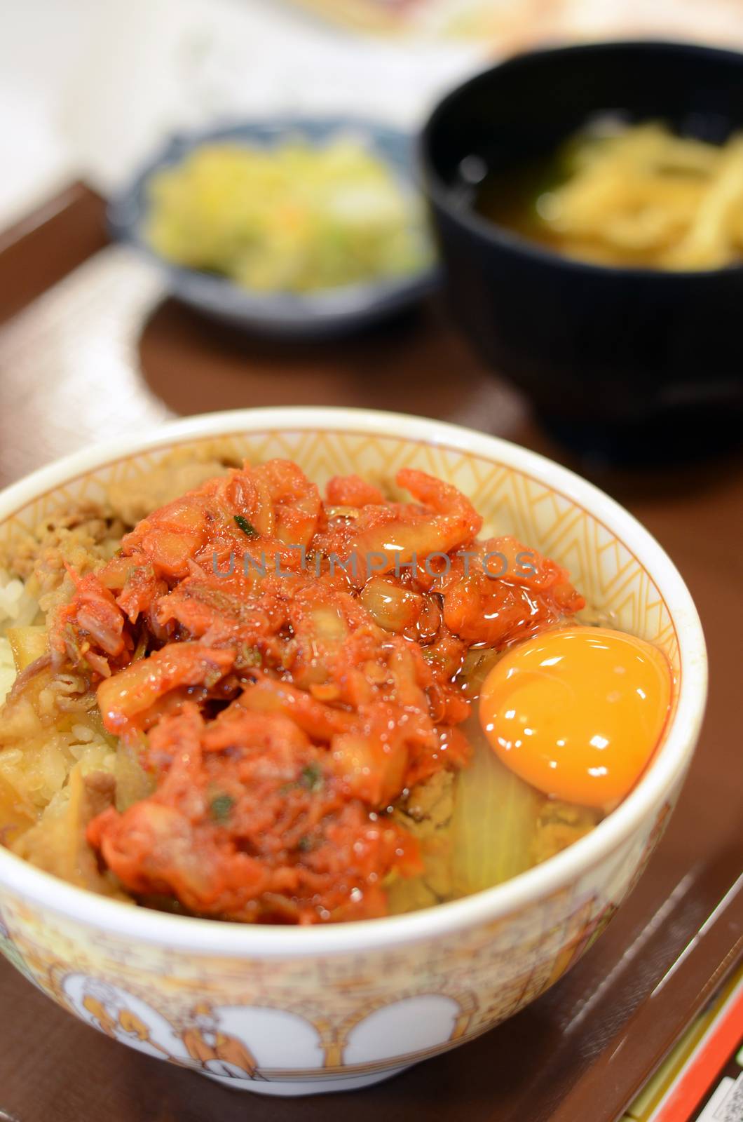 Traditional Japanese Food, Beef bowl with egg