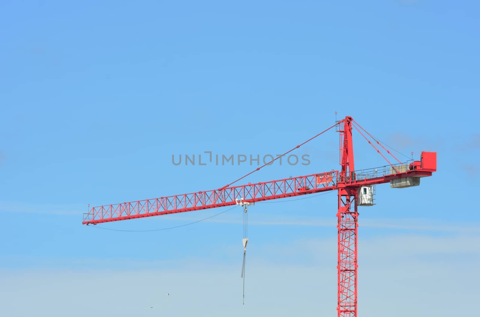 Large red construction crane