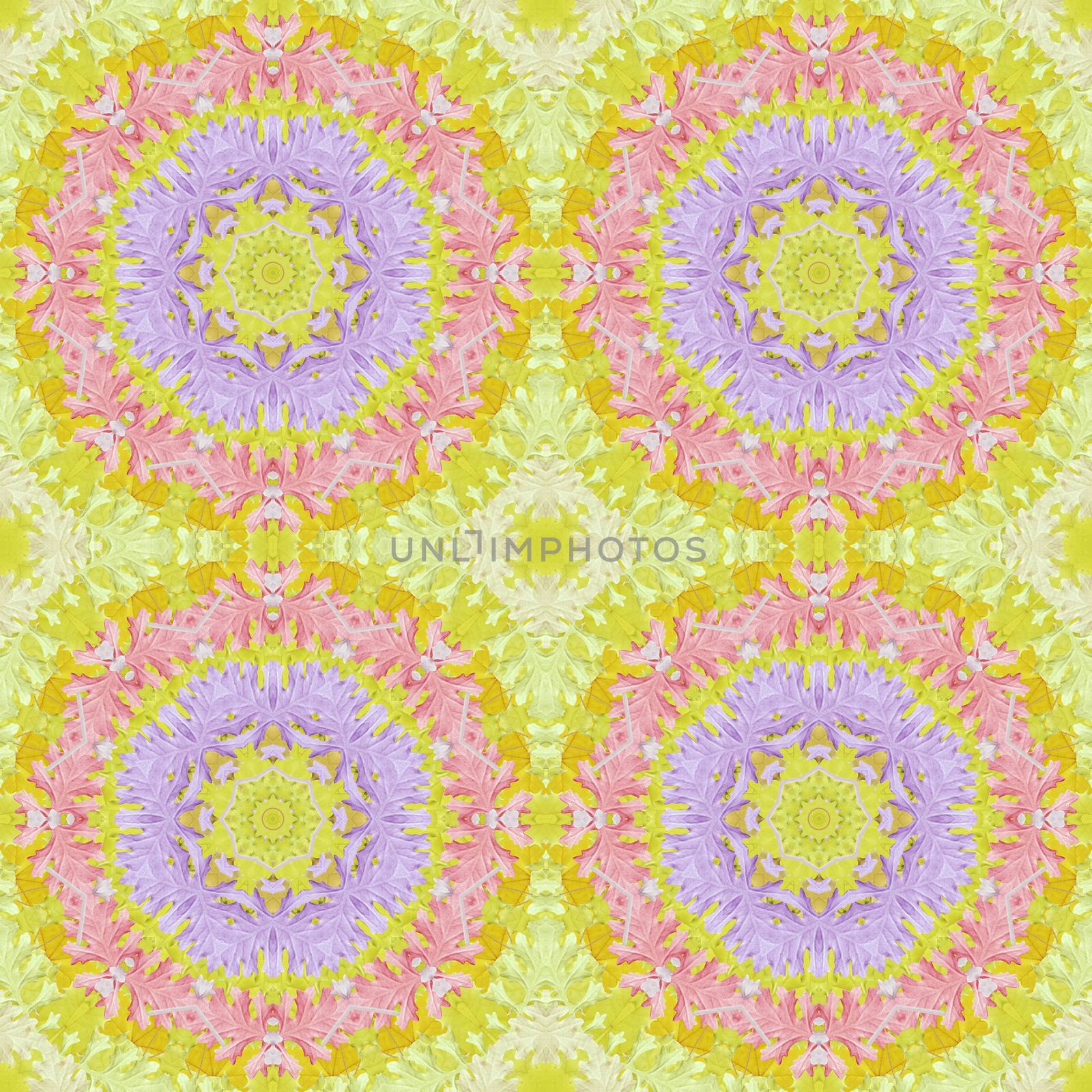Artistic background, abstract seamless floral pattern with colorful leaves of plants