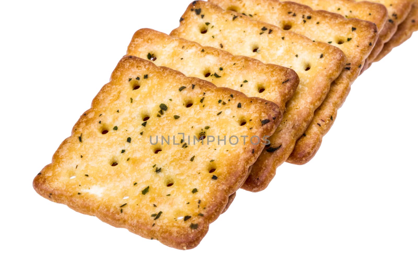 Vegetable crackers isolated on white background