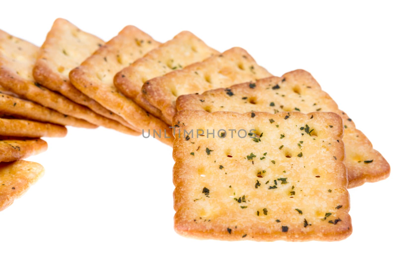 Vegetable crackers isolated on white background
