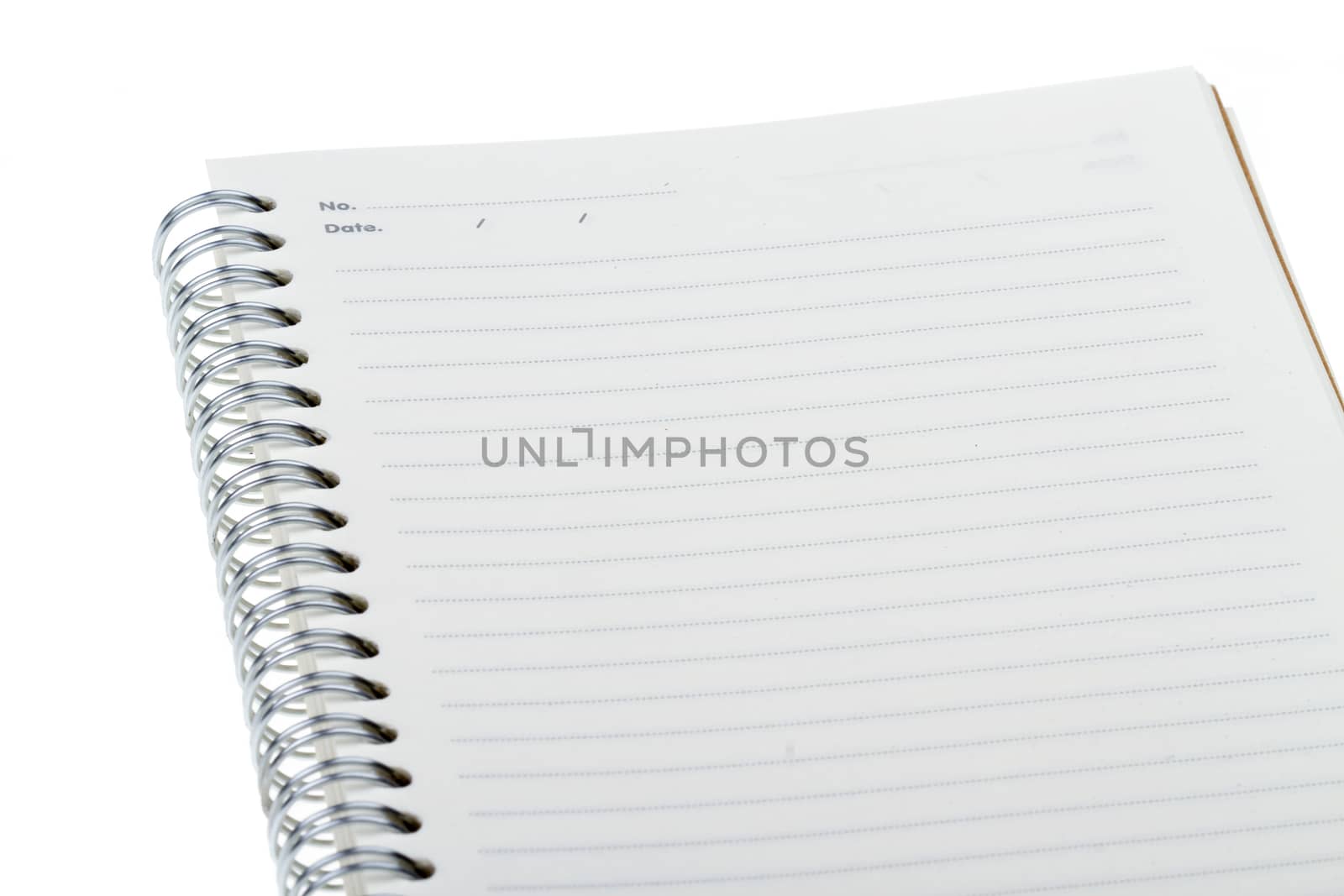 blank notebook with metal ring isolated on white