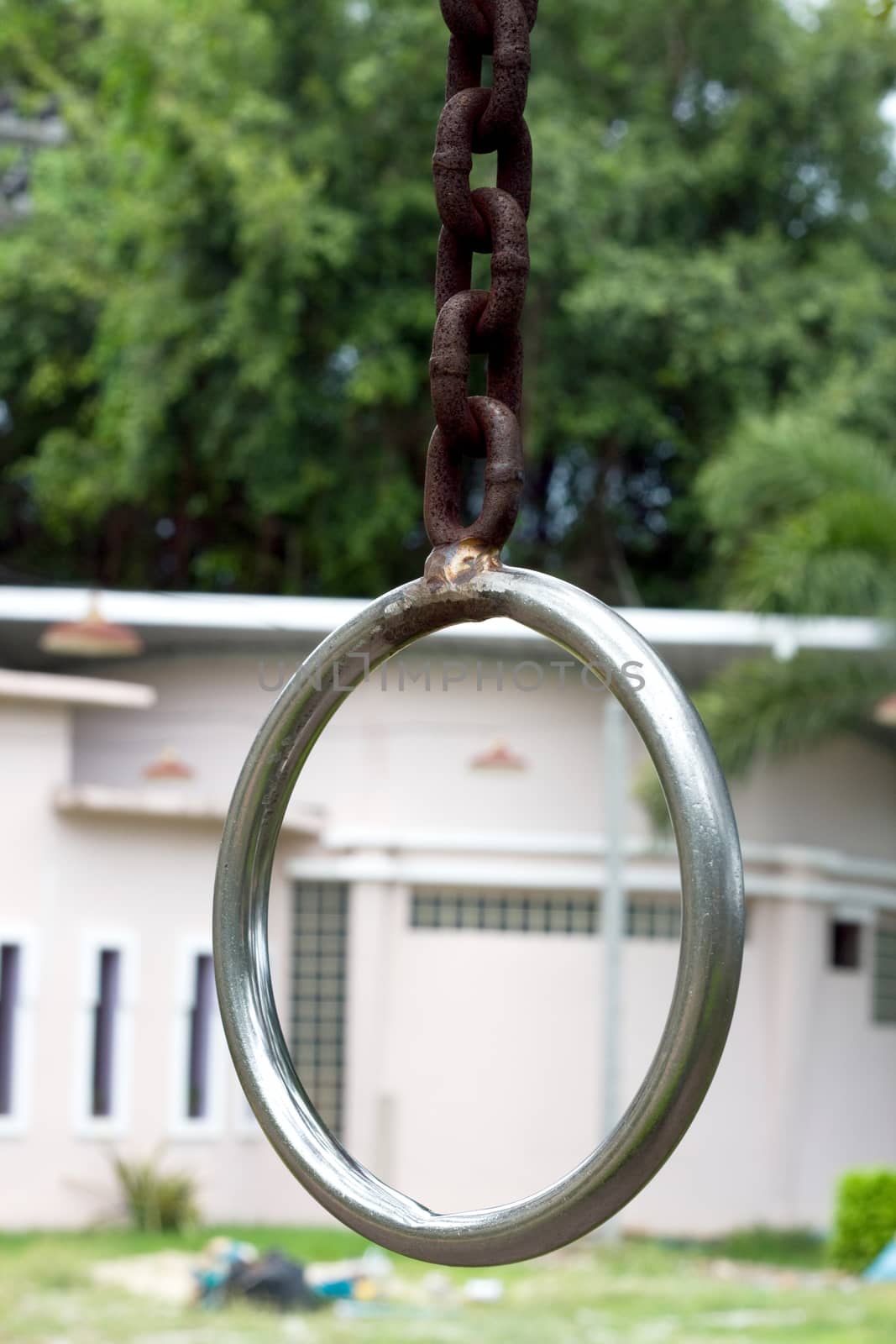 Rusty metal chains on location