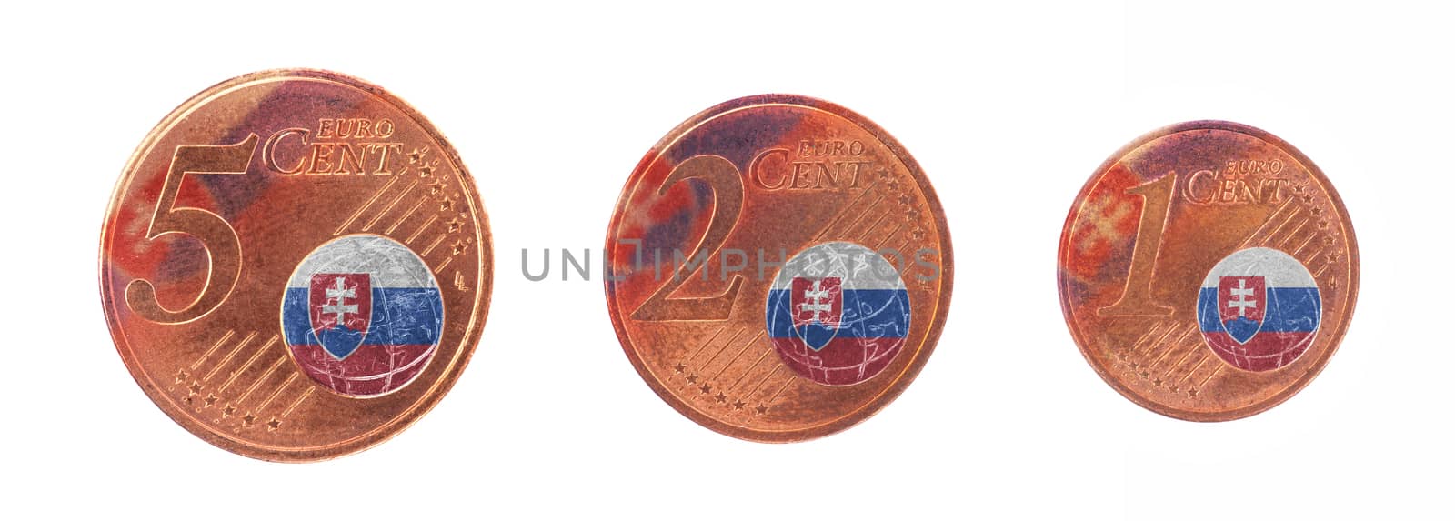 European union concept - 1, 2 and 5 eurocent by michaklootwijk