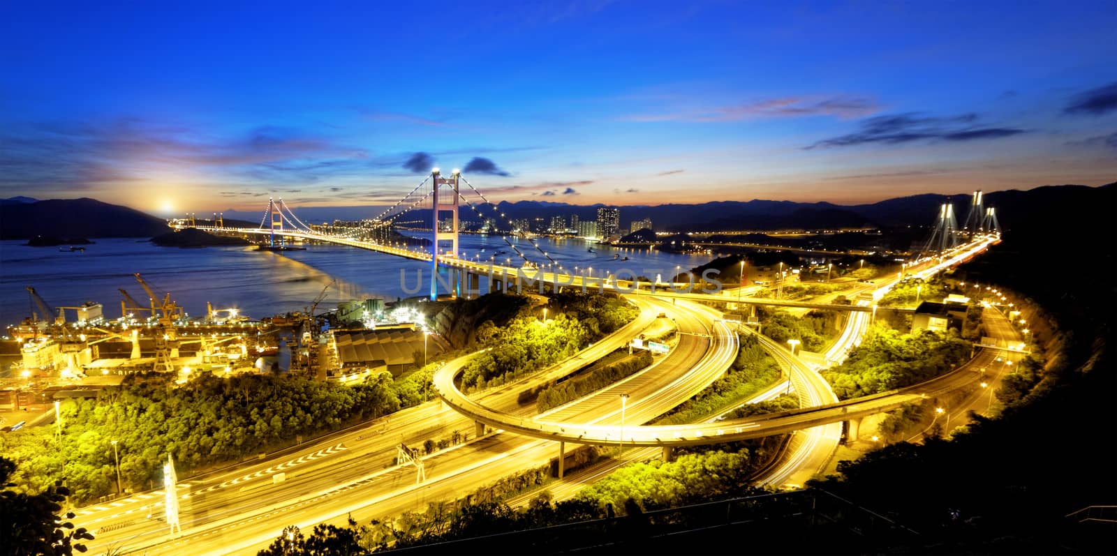 Tsing Ma Bridge sunset , hong kong landmark