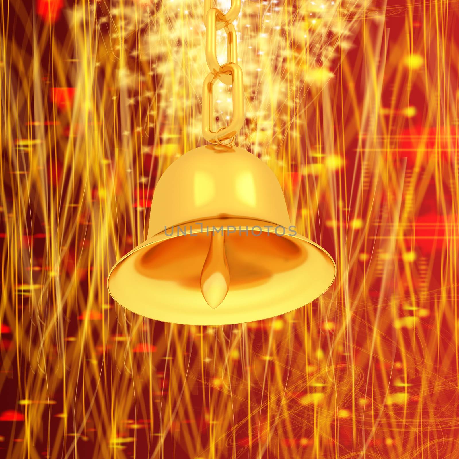 Gold bell on winter or Christmas style background by Guru3D