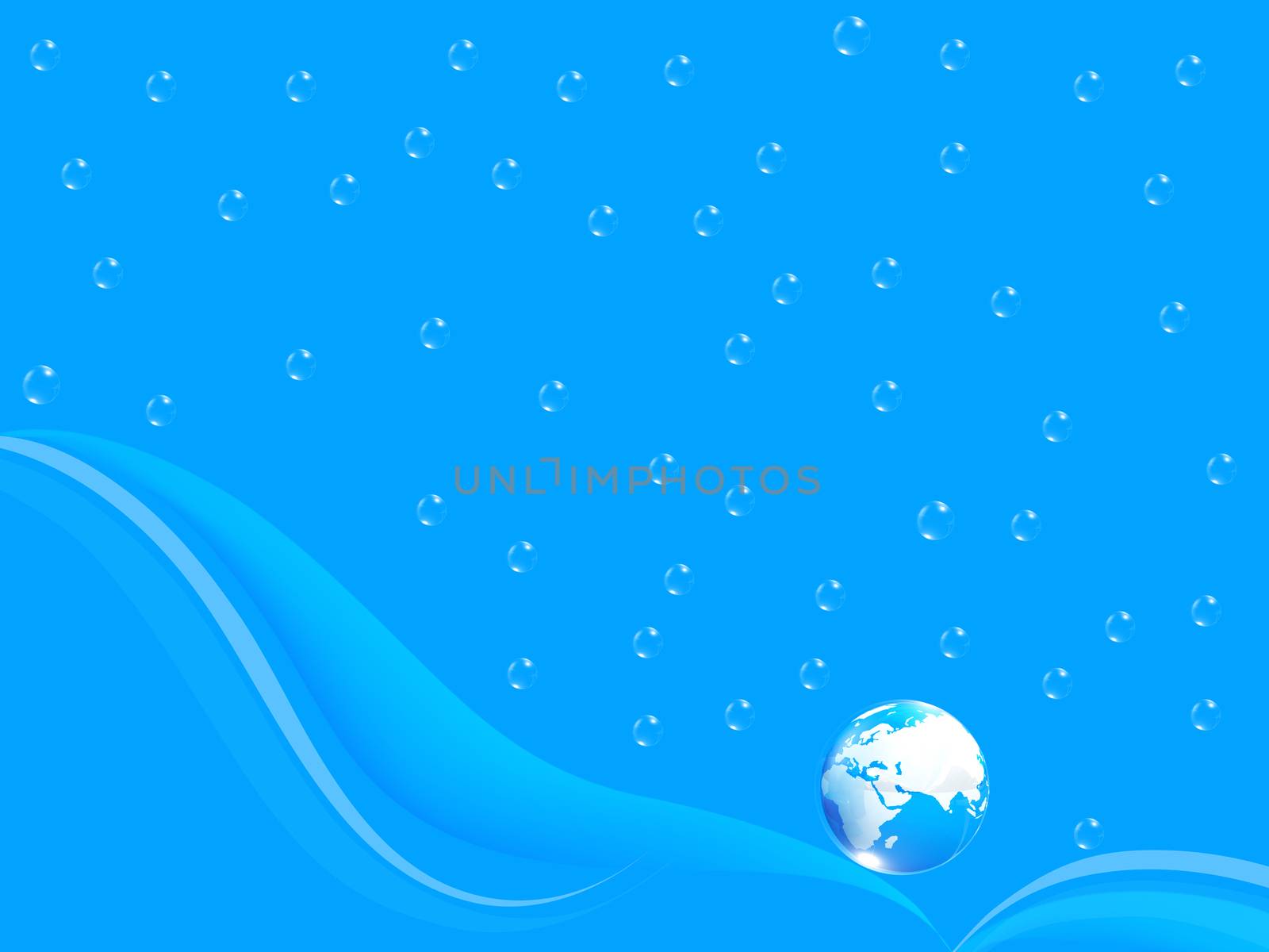 Blue water drops background and earth