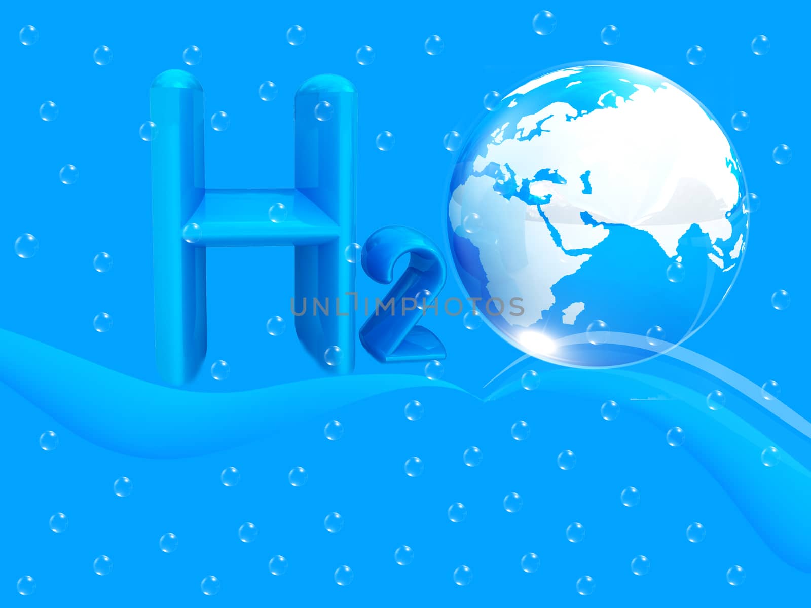 Blue water drops background and formula of water by Guru3D