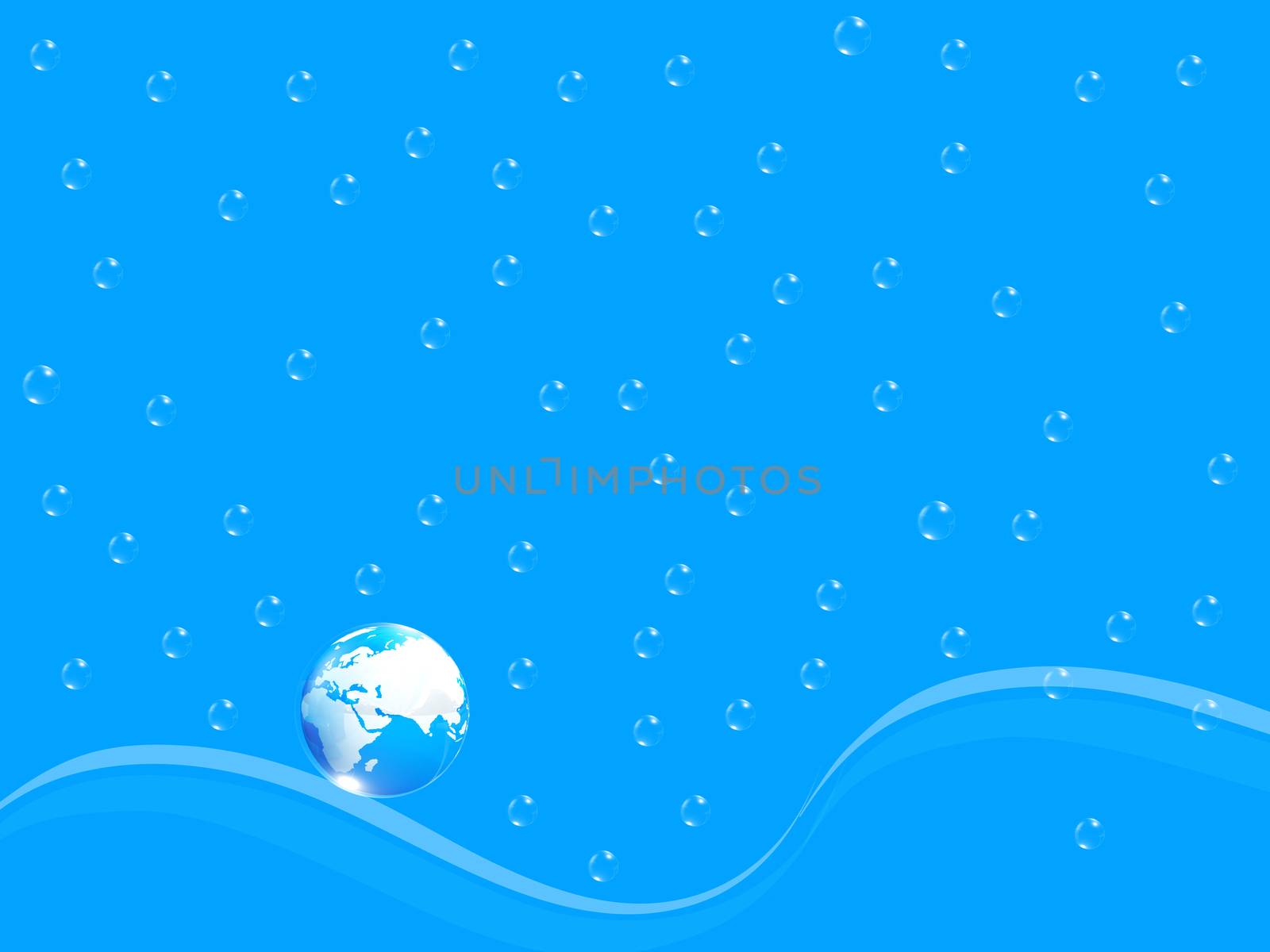 Blue water drops background and earth by Guru3D