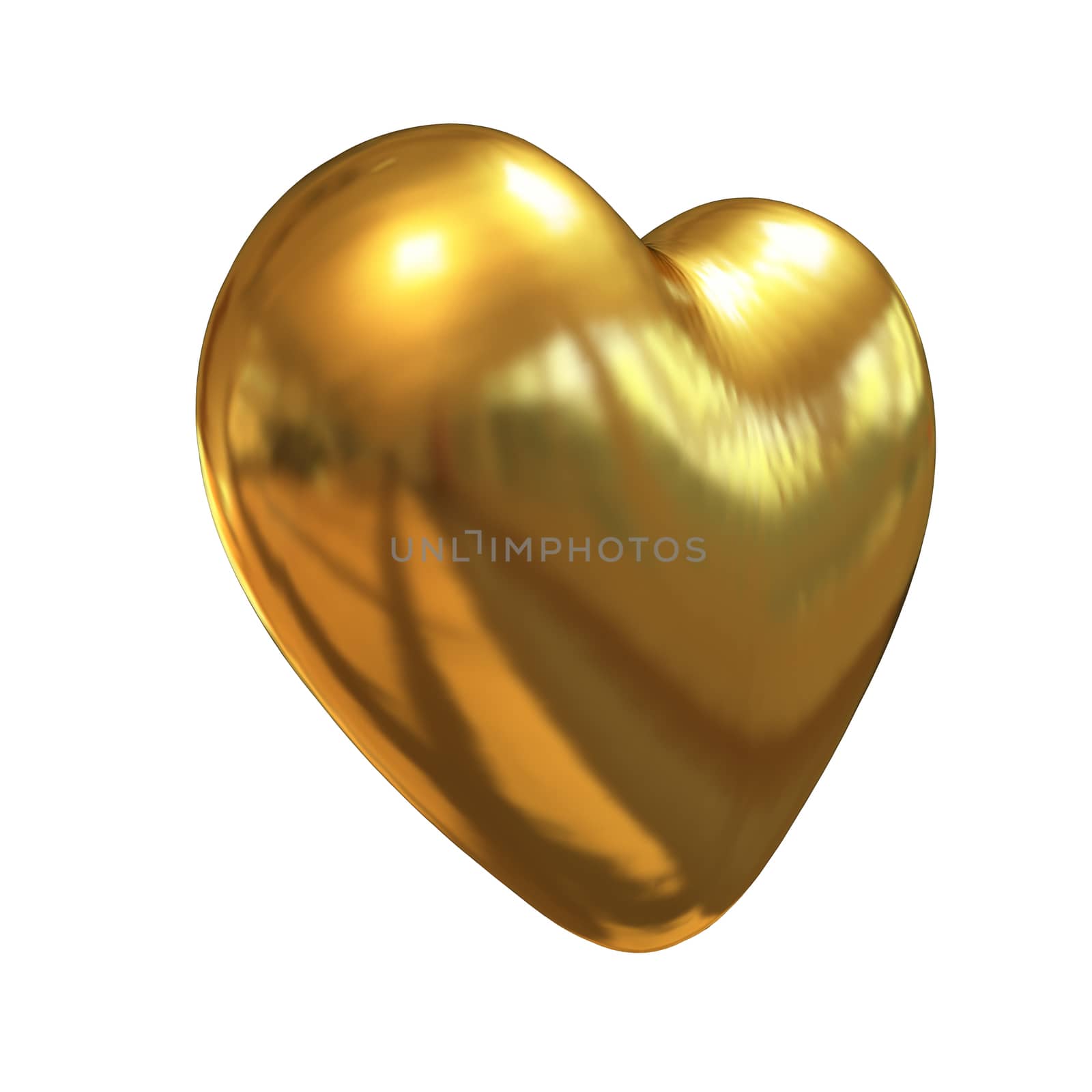 3d glossy metall heart isolated on white background
