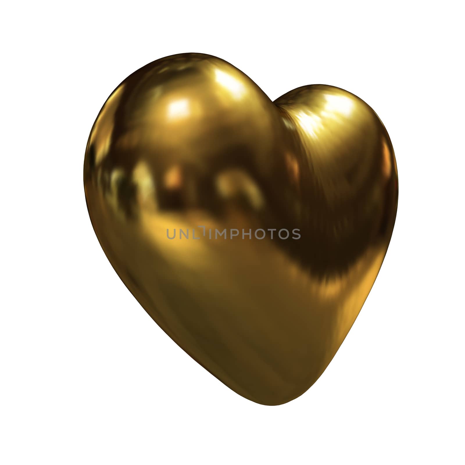 3d glossy metall heart isolated on white background