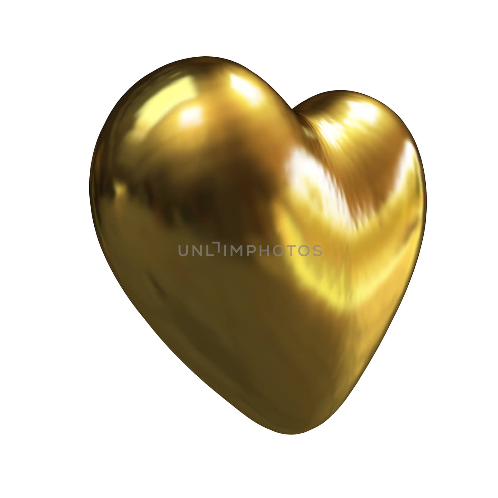 3d glossy metall heart isolated on white background