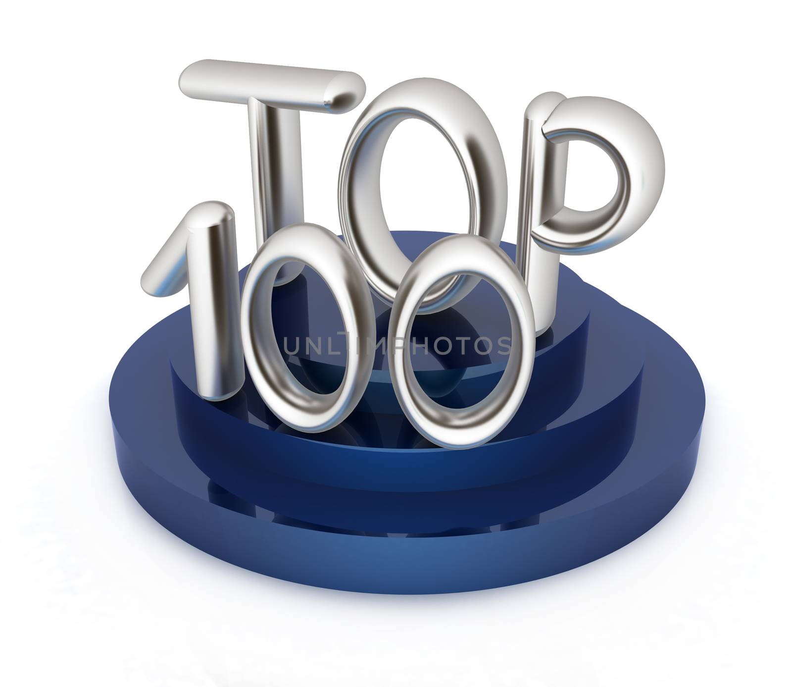 Top hundred icon on white background. 3d rendered image