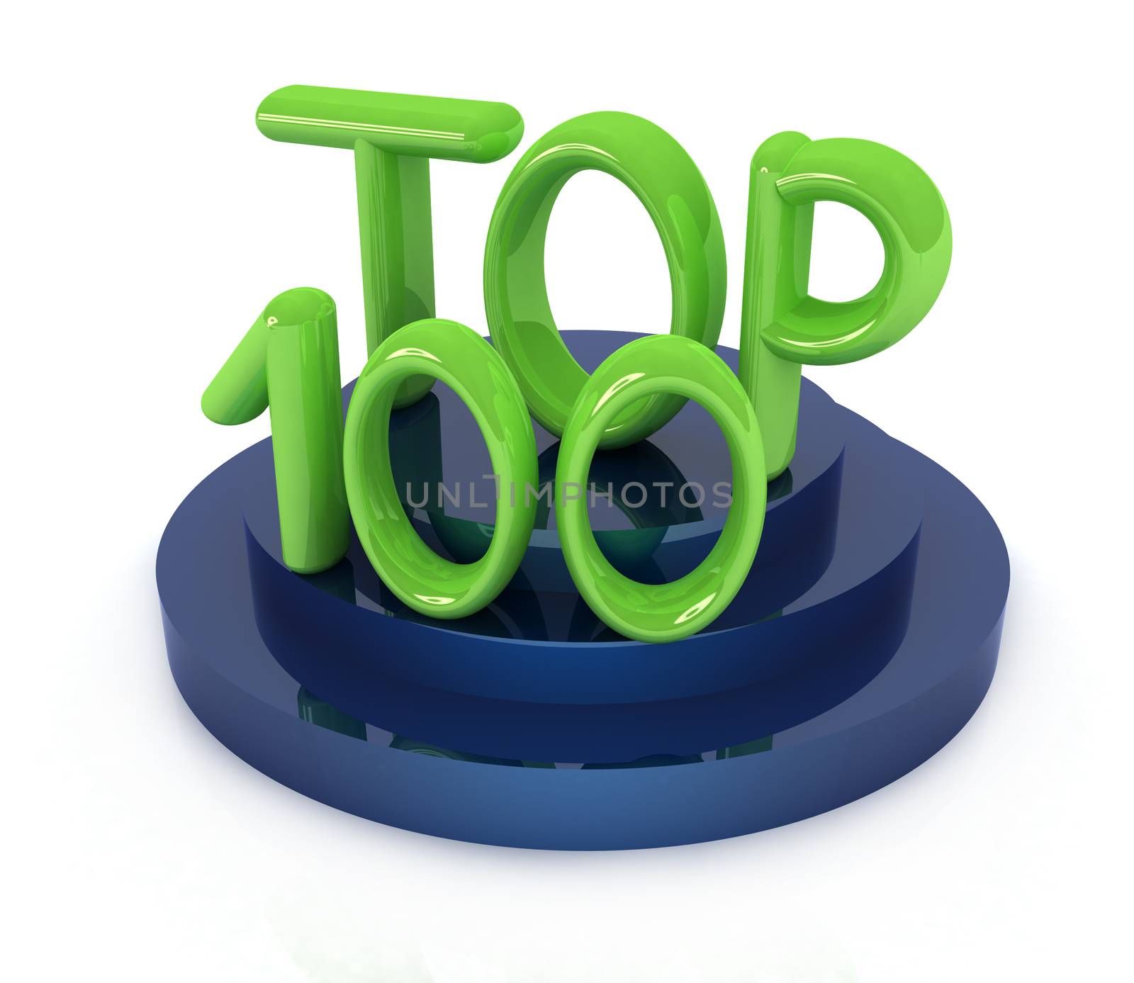 Top hundred icon on white background. 3d rendered image