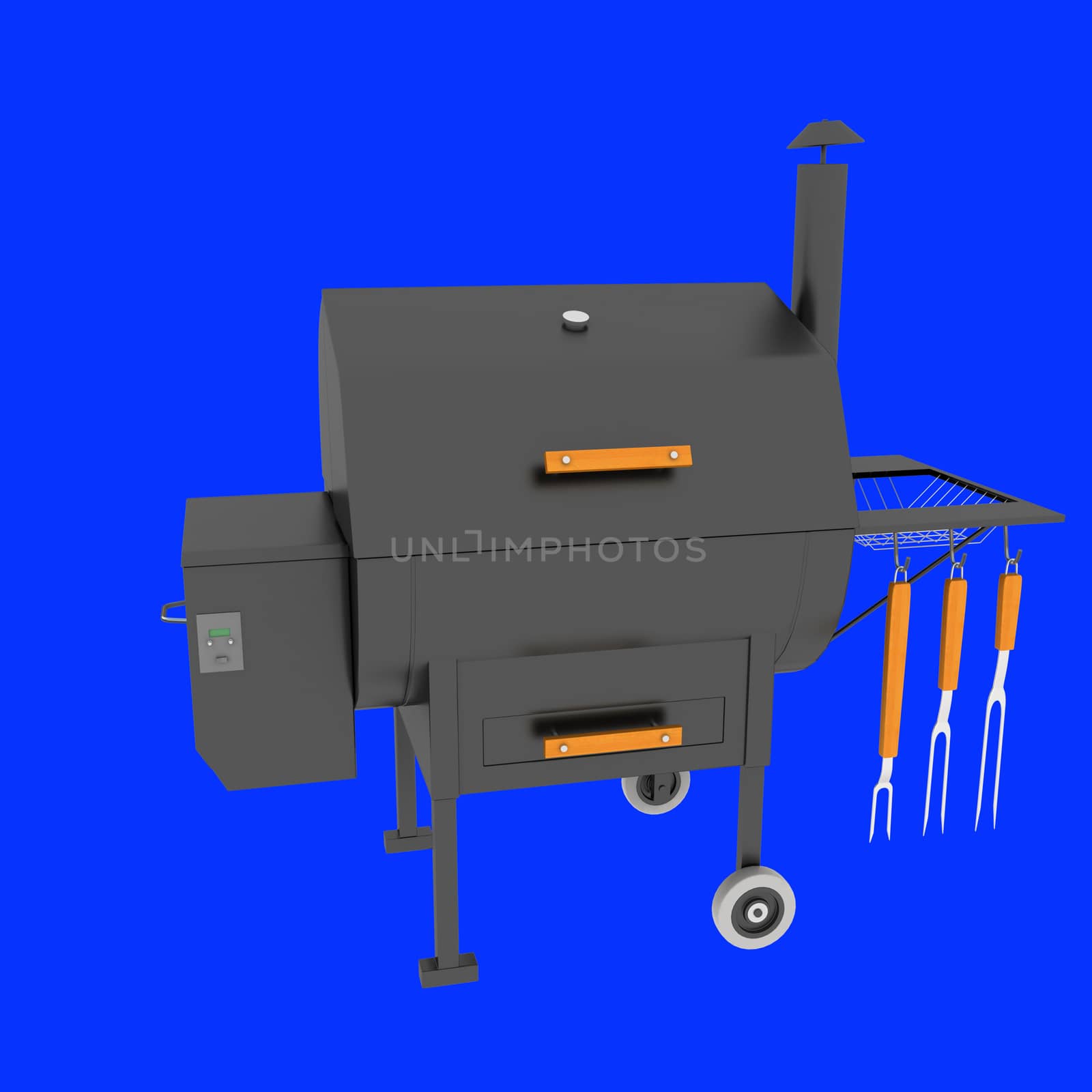 oven barbecue grill on a blue background